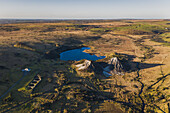 Luftaufnahme einer stillgelegten Tongrube, Glynn Valley China clay Works, Bodmin Moor, Cardinham, Cornwall, UK
