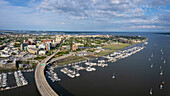 Aerial view of Charleston City Marina and Ashley River,Charleston,South Carolina,United States