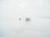 Aerial view of single tall skyscraper over the clouds,Chicago,USA