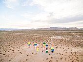 Aerial view of man standing in the middle of concept art,Arizona,USA