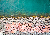 Aerial view of artificial causeway on lake Michigan ,Chicago,USA