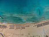 Aerial view of balos beach with turquoise water and sandy shore,Platanos,Greece