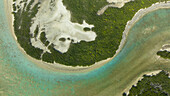 Luftaufnahme der Astove-Lagune, abstrakt, Outer Islands, Seychellen