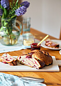 Easter plait with berry jam