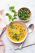 Yellow pepper soup with gremolata