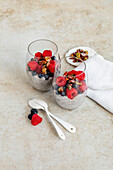 Chia and almond pudding with berries