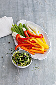 Vegetable sticks with avocado dip