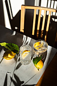 Two glasses of lemon water