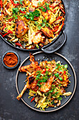 Surf and Turf Pan Fried Chicken from the grill