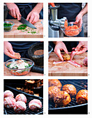 Prepare grilled salmon balls wrapped in bacon