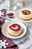 Almond cream with cherry topping