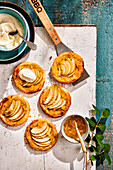 Apple galettes with cardamom cream and ginger