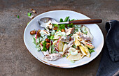 Apple and celery salad with mackerel