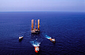 Oil rig under tow, South China Sea