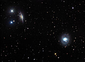 Galaxies NGC 1055 and M77, optical image