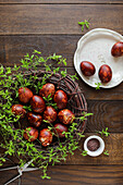 Easter nest with coloured eggs