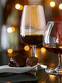 Café Armagnac with chocolate pralines