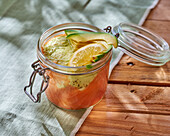 Salmon terrine with avocado and lemon