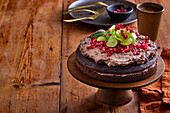Red bean cake with pomegranate