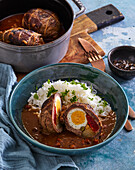 Stuffed beef rolls with egg