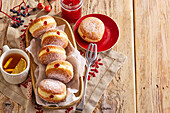 Doughnuts with red jam filling