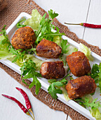 Paprika-breaded tuna bites