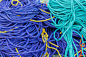 Colored rope on dock at Fisherman's Cove, Eastern Passage, Nova Scotia, Canada.