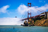 The Golden Gate Bridge surrounded by fog, San Francisco, California, USA