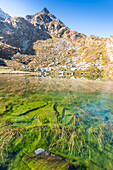 Pratofiorito-See, Vallone del Rio Bianetto, Locana, Valle dell Orco, Provinz Turin, Graue Alpen, Piemont, Italien