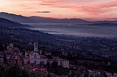 sunrise on assisi, assisi, perugia, umbria, italy, southern europe, europe