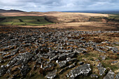 Blick nach Westen in Richtung Yes Tor, dem höchsten Punkt im Dartmoor, England, Vereinigtes Königreich