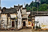 Ancient buildings of Hui style architecture of white wall and black tiles, Yuyuan Ancient Village, Wuyi County, Jinhua City, Zhejiang Province, China