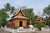 The Red Chapel (Haw Tai Pha Sai-Nyaat) (Chapel of the Reclining Buddha), Buddhist temple of Wat Xieng Thong, Luang Prabang, Laos