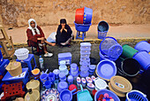 Plastic domestic equipment display in the old medina of Casablanca, Morocco