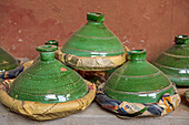 Tajine dish, green glaze, the dominant colour in pottery from Tamegroute, Draa River valley, Province of Zagora, Region Draa-Tafilalet, Morocco