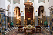 Workshop exhibition room at Dar Sanaa, Arts and Crafts school, Tetouan, Rif mountains, Morocco