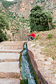 Stepped path toward the Oum-er-Rbia source, Khenifra region, Middle Atlas, Morocco
