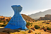 Painted Rocks site, work of the Belgian artist Jean Verame, around Tafraout, Anti-Atlas, Morocco