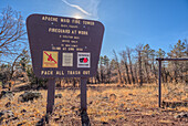 An information sign on the summit of Apache Maid Mountai, Coconino National Forest, Arizona, United States of America