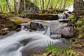 Slow motion exposure of a stream around the small town of Hellemobotn, Tysfjord, Nordland, Norway