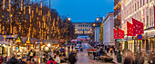 View of The Royal Palace from Karl Johans Gate at Christmas, Oslo, Norway, Scandinavia