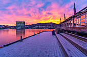 View of Munch Museum during winter at sunrise from Havnepromenade, Oslo, Norway, Scandinavia