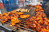View of local produce on Christmas Market stall in Altstadt Spandau, Spandau, Berlin, Germany