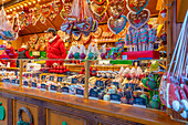 View of candy on Christmas Market stall in Altstadt Spandau, Spandau, Berlin, Germany