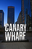 Canary Wharf Zeichen, Docklands, London, England, Vereinigtes Königreich