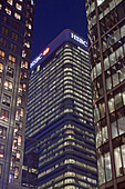 Canary Wharf bei Nacht, Docklands, London, England, Vereinigtes Königreich