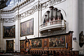 Interior of St. Aubin's Cathedral, Late Baroque style, Namur, Wallonia, Belgium