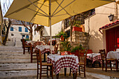 Charming restaurant terrace in the city, Athens, Greece