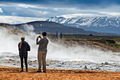 Geothermal landscape with different colours, high temperature area Namaskaro or Namskard, Namafjall, Myvatn, Norourland eystra, Northeast