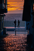 Sunset in the streets of Nazare, Portugal